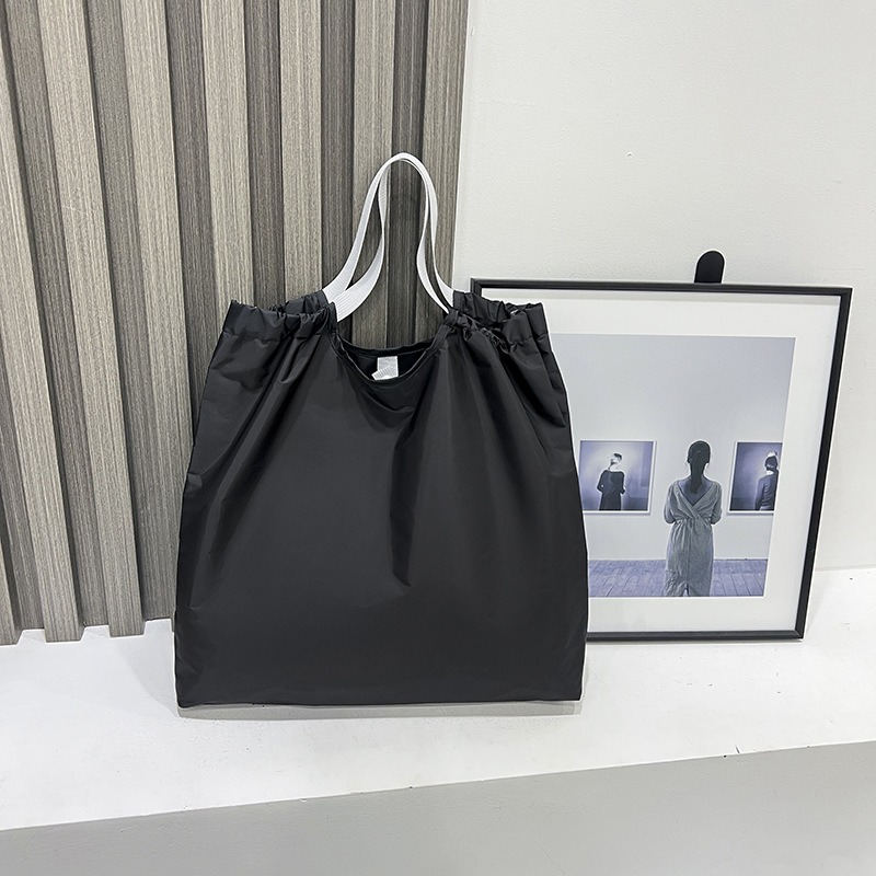 Large Reusable Shopping Bag Waterproof Foldable Oxford Tote with Drawstring Organizer