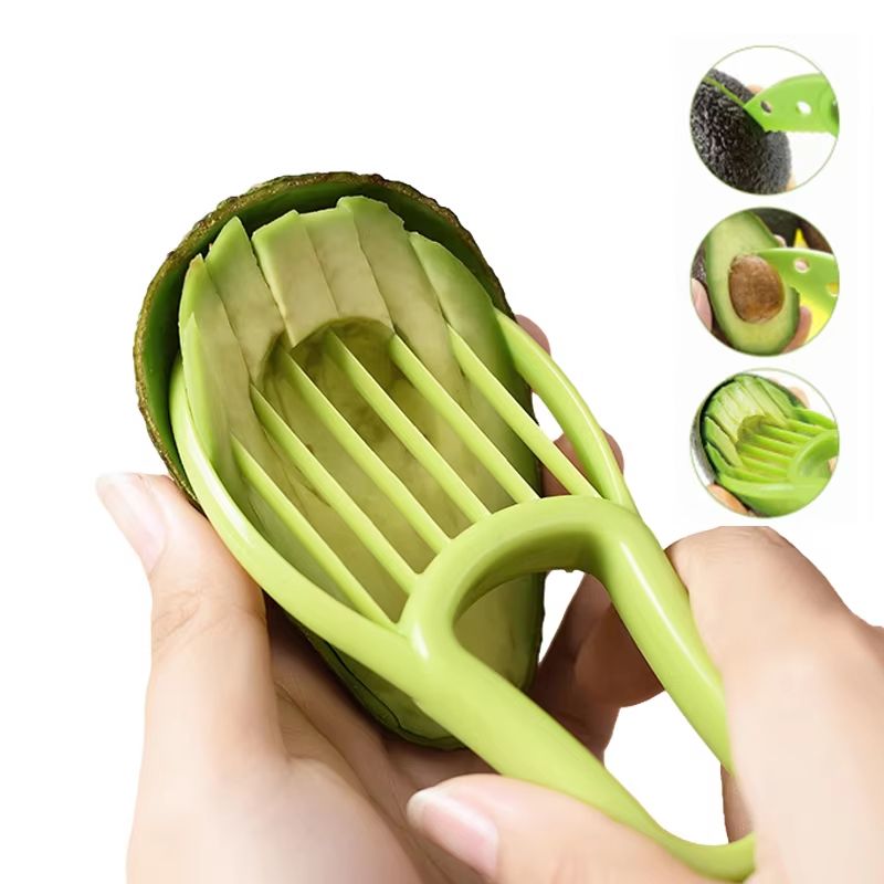 3 in 1 Avocado Slicer Tool Plastic 3 in 1 Avocado Cutter for Peeling, Pitting, and Slicing Avocado, Kiwi, and Pitaya