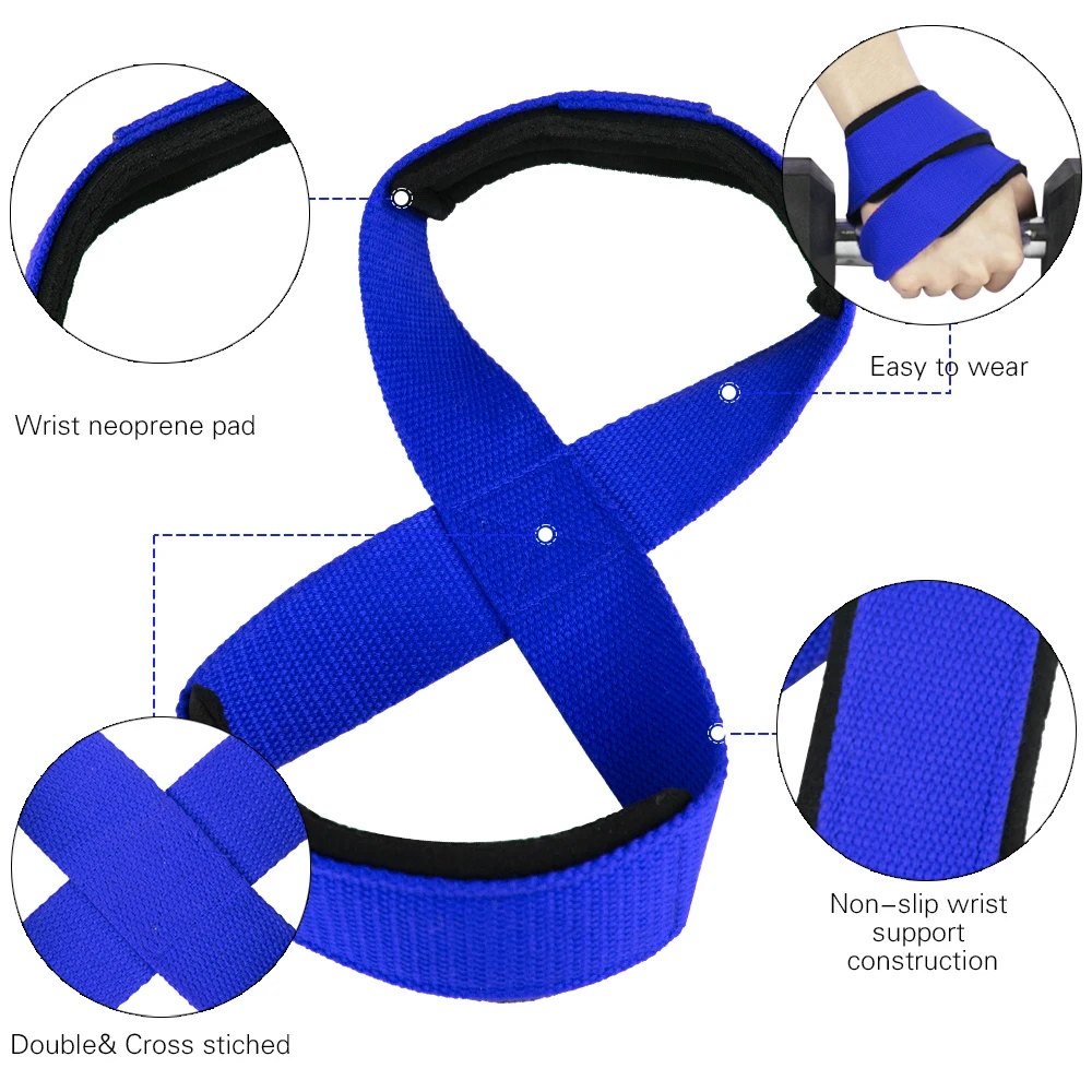Padded Figure 8 Straps for Deadlift Weight Lifting, Power Lifters Workout, Wrist Straps for Pull-ups, Horizontal Bar
