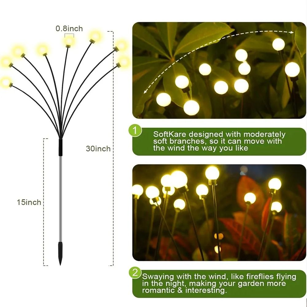 Solar-Powered Garden Firefly Lights