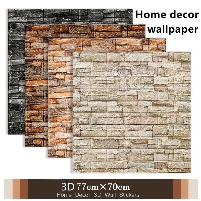 3D Brick Wall Sticker | 77cm x 70cm Imitation Brick Wallpaper | Waterproof Self-Adhesive DIY Panels for Home Decor