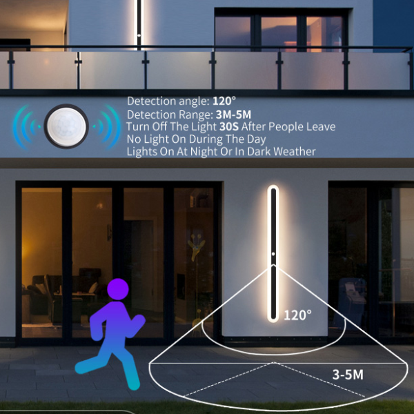 Waterproof Outdoor Wall Light, LED Porch Lamp with Motion Sensor, Garden and Garage Lighting Fixture for Villa