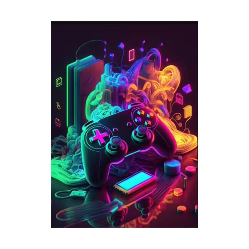 3-Piece Gaming Room Canvas Prints | Punk Style Gamepad Wall Art