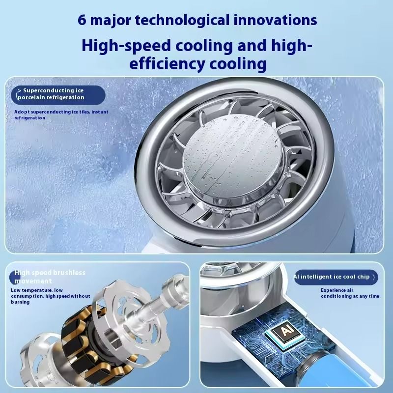 Mini Ice Compress Handheld Fan with 3 Speeds and Rechargeable Turbo Coolin