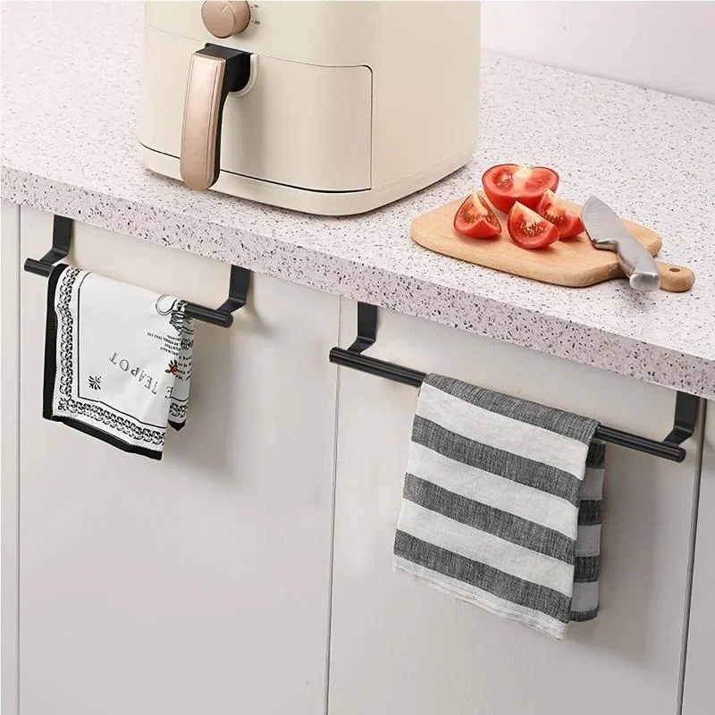 Over Cabinet Towel Rack Punch free Stainless Steel Bathroom Storage Organizer