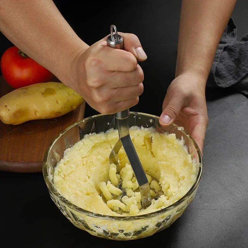 Stainless Steel Potato Masher & Baby Food Press – Heavy-Duty Manual Vegetable Masher