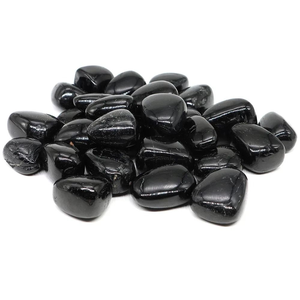 Natural Black Tourmaline – High-Definition Irregular Tumbled Mineral Specimen