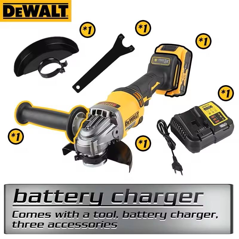 Cordless Brushless Angle Grinder 18V with 125mm Disc for Cutting and Polishing Metal Wood and Pipe