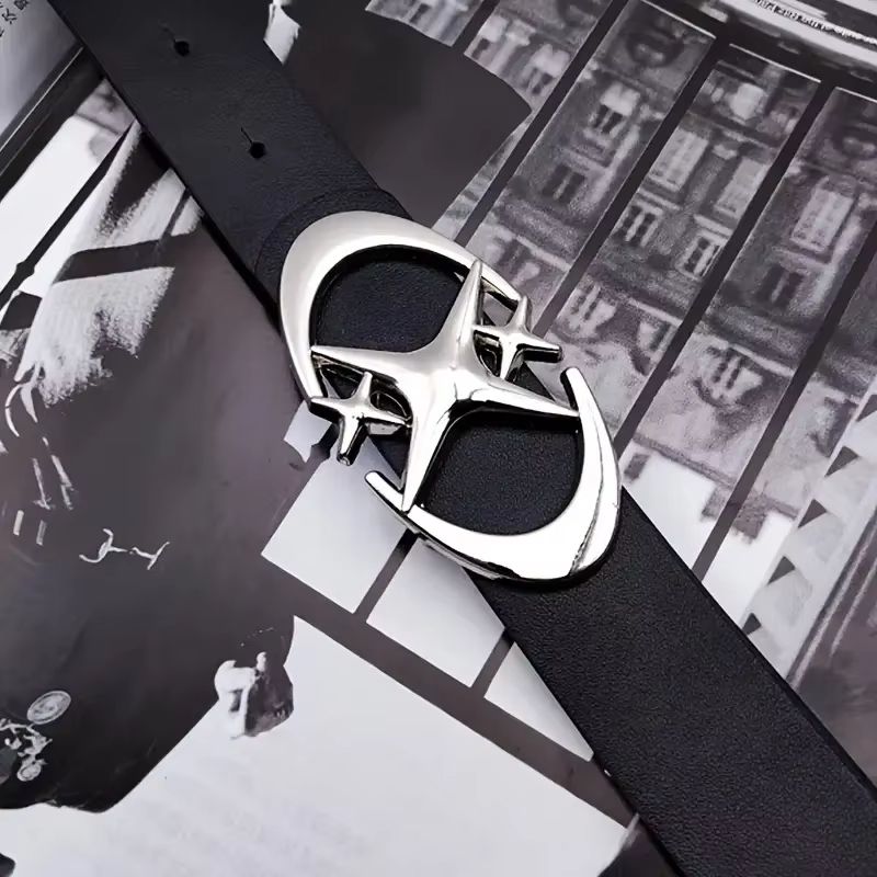 ClassicOval Cross Metal-Buckle Unisex Belt – Durable Simple Style