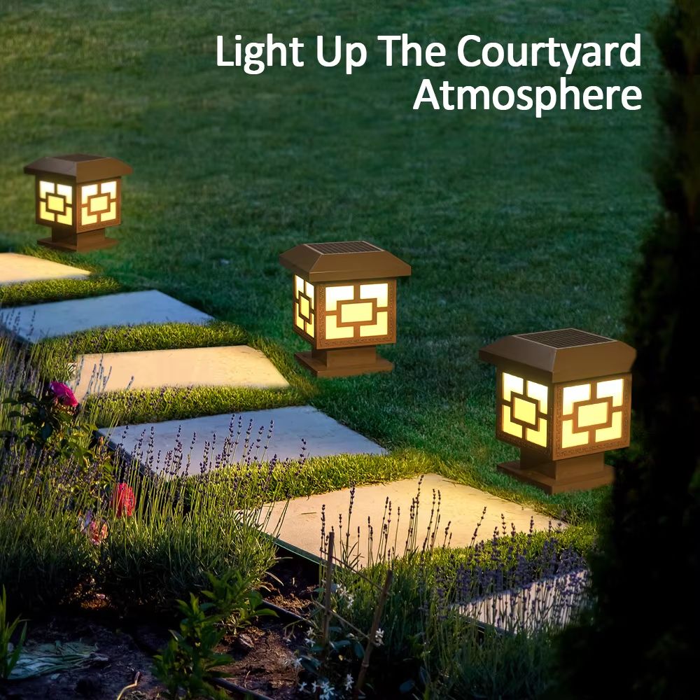 SolarGlow Outdoor Post Lights – Solar Powered Fence Cap Lights with Dual Color Modes & High Brightness Warm White Illumi