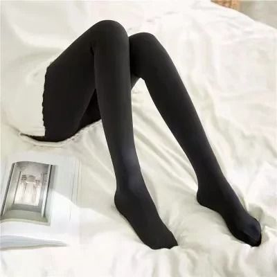 Thermal Fleece Tights Fake Translucent Winter Warm Pantyhose Plush Lined Leggings
