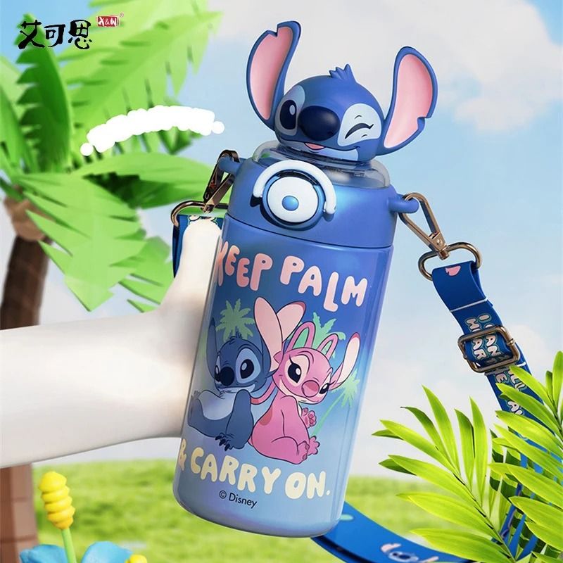 Disney Stitch 600ml Cartoon Thermos Cup – Large Capacity Stainless Steel Insulated Water Bottle
