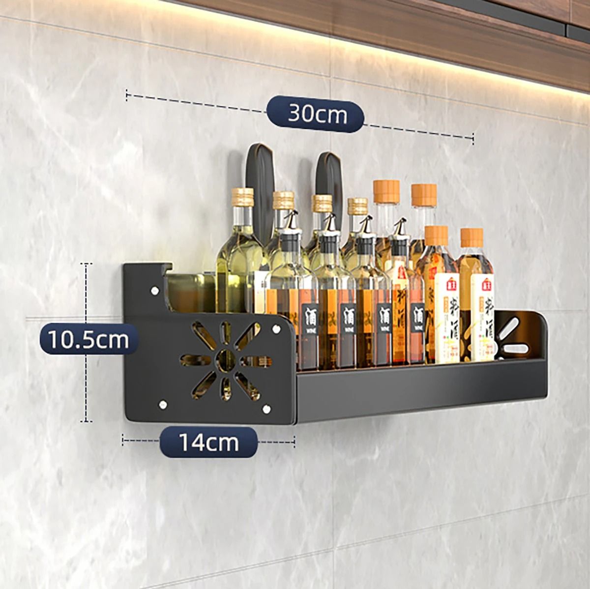 No Drill Metal Kitchen Shelf Large Capacity Wall Storage Rack