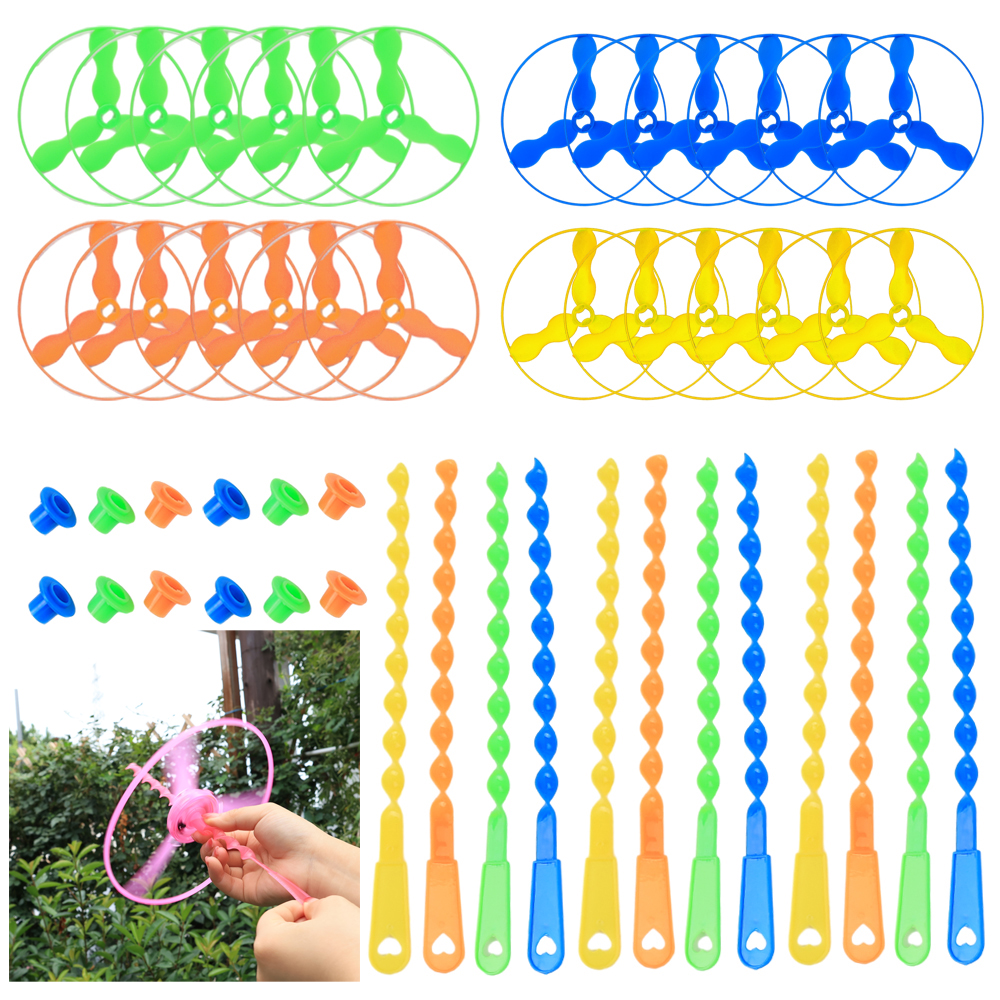 Kids Flying Helicopter Toy Hand Powered Bamboo Dragonfly Spinner
