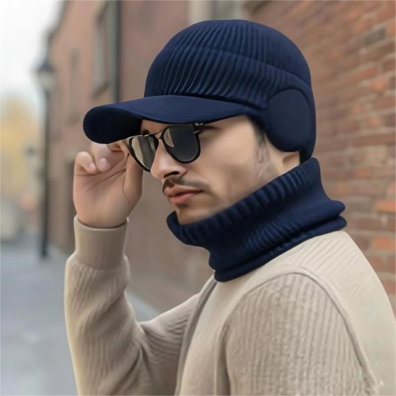 Men's Windproof Knitted Balaclava Hat with Thermal Neck Cover