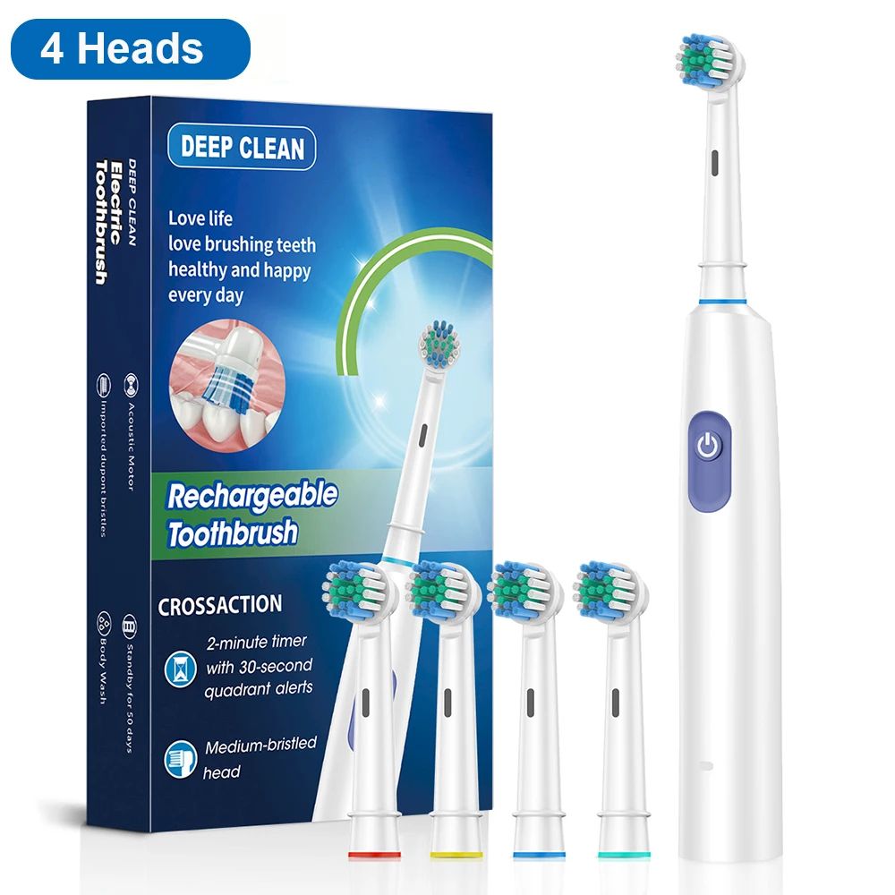 Rechargeable Electric Toothbrush with 8 Soft Brush Heads