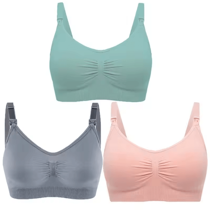 3pcs Maternity Nursing Bras Cotton Seamless Breathable Push Up Bra Set