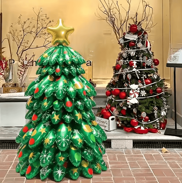 9-Piece Christmas Tree Foil Balloons (51.18 by 27.56 in) – Extra Large Party Decor and Free-Standing Festive Ornaments