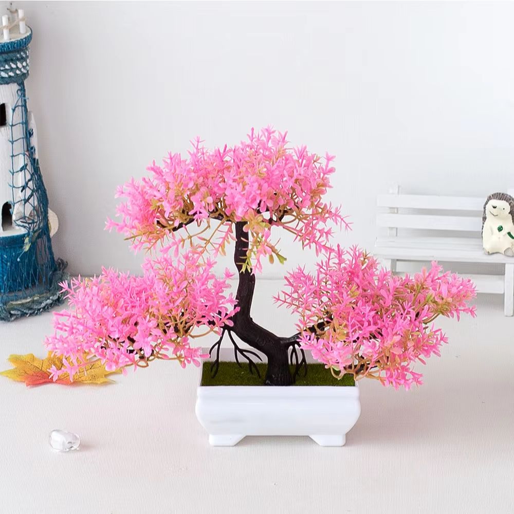 Mini Artificial Bonsai Tree Potted Plant Zen Desk Decor Faux Greenery