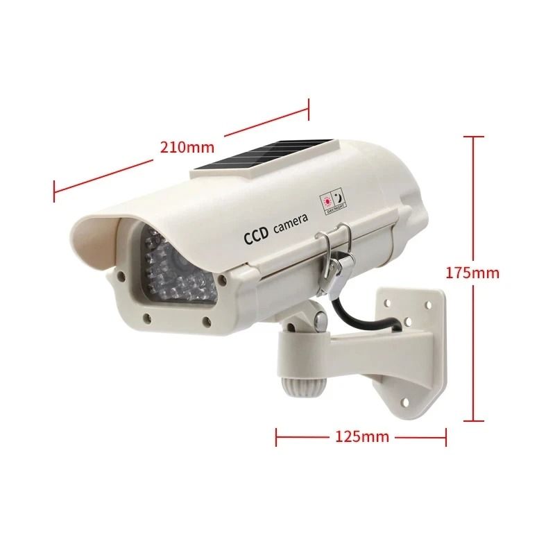 Solar Powered Dummy Security Camera with Red Flashing LED Waterproof