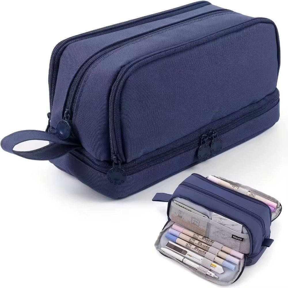 Multi-Compartment Large Capacity Pencil Case with Transparent Partition