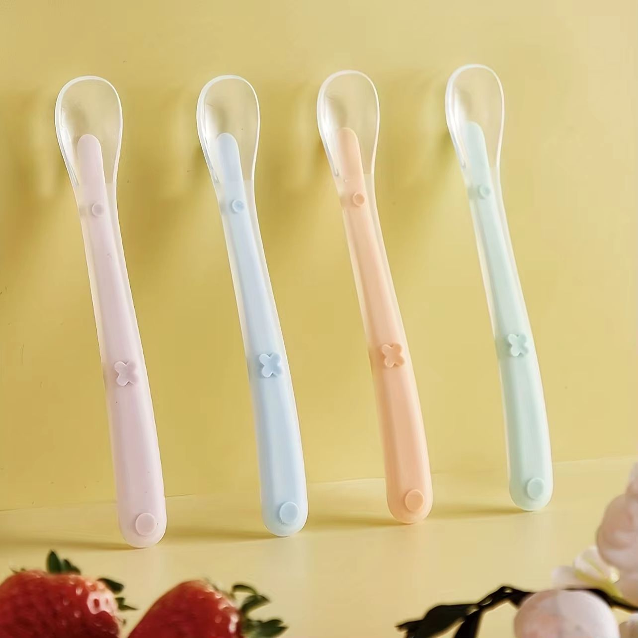 Soft-Touch Silicone Baby Feeding Spoon with Matte Surface - Safe Training Tableware