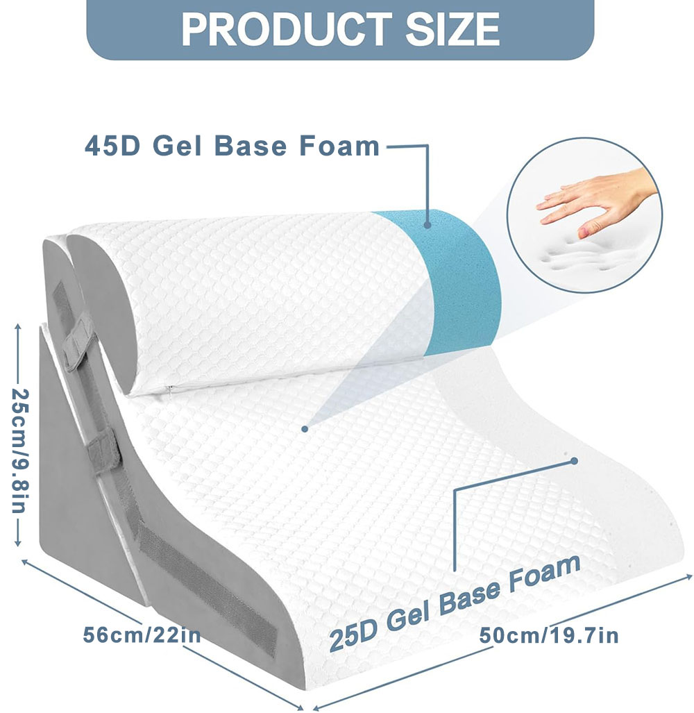 Adjustable 3-Piece Wedge Pillow Set for Acid Reflux, Snoring & Post-Surgery Sleep Support
