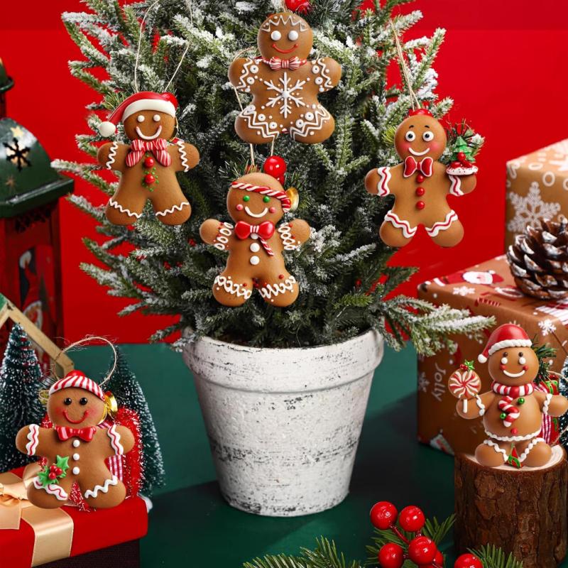 Gingerbread Man Hanging Ornament, Merry Christmas Wooden, DIY Home Xmas Celebration, Party Decoration, Happy New Year