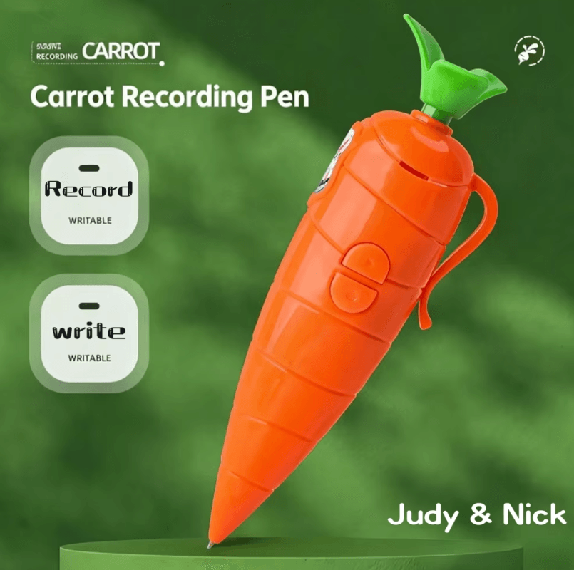 Judy & Nick Multifunction Voice Recorder Pen – Carrot-Style Electronic Recording & Writing Gadget