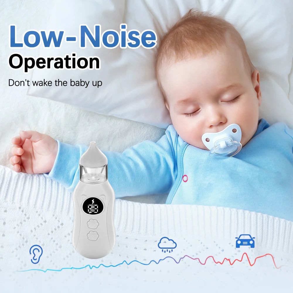 Electric Baby Nasal Aspirator Quiet 9 Level Nose Cleaner for Infants