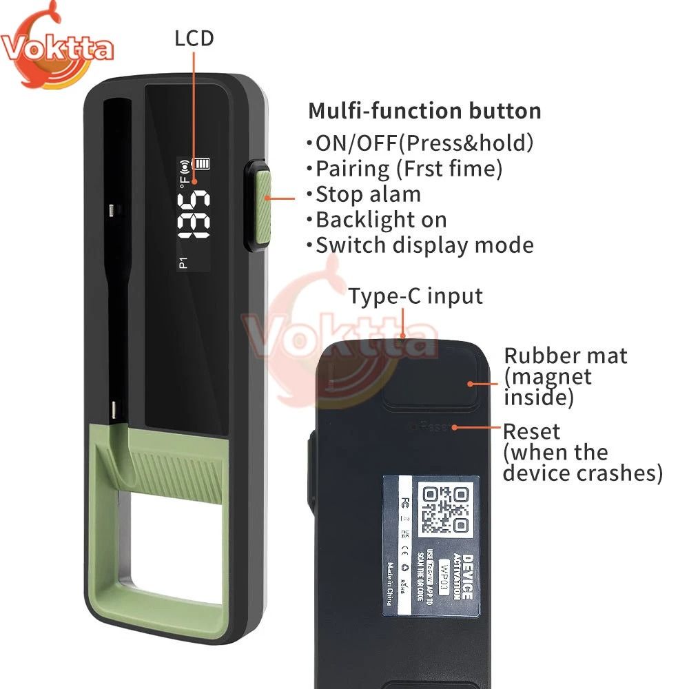 Wireless Bluetooth Food Thermometer With Waterproof Probe And App Control