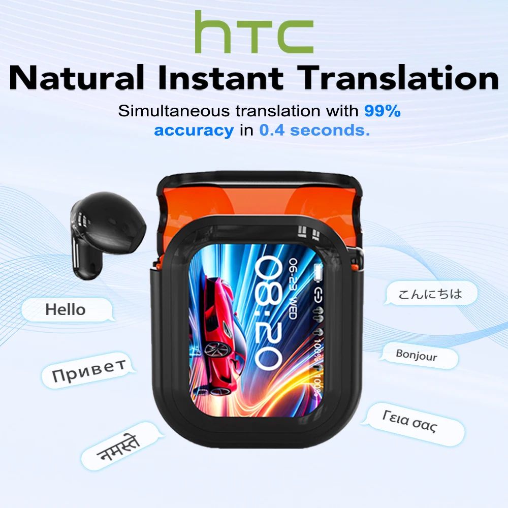 HTC NE20 Bluetooth Translator Earbuds with Real-Time Language Translation & Long Battery Life