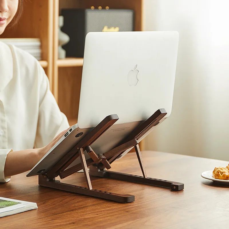 Foldable Wooden Laptop Stand Adjustable Height