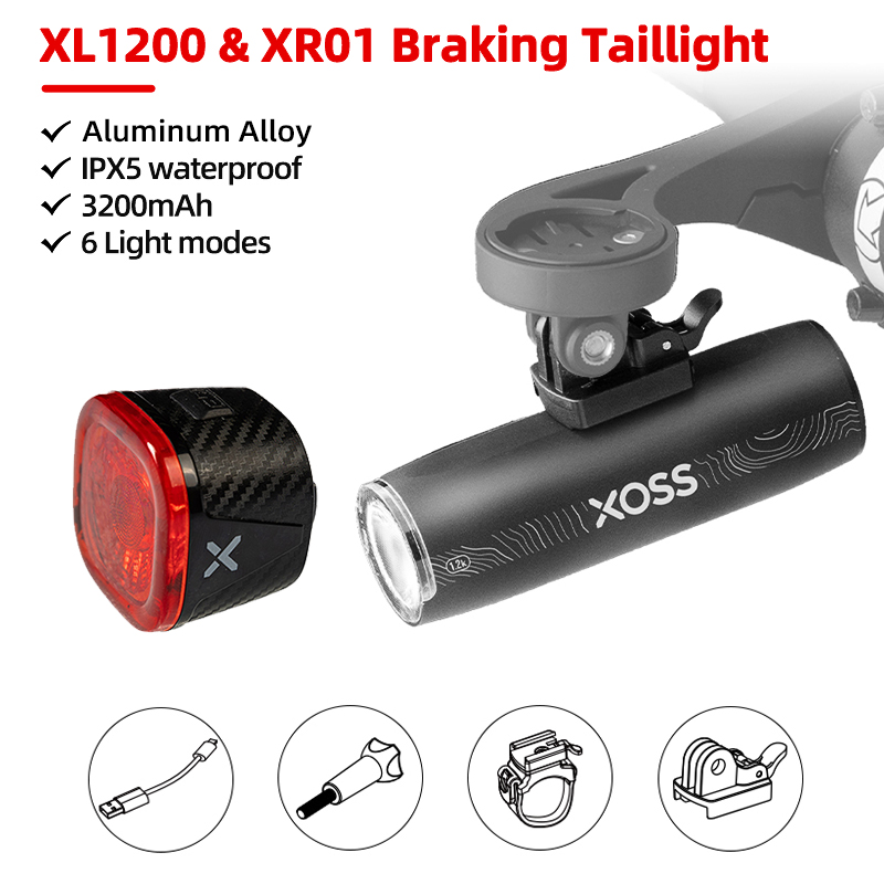 XOSS XL Lm Bike Light Headlight, Durable Aluminum Waterproof Rechargeable Bicycle Front Lamp Ultralight Flashlight