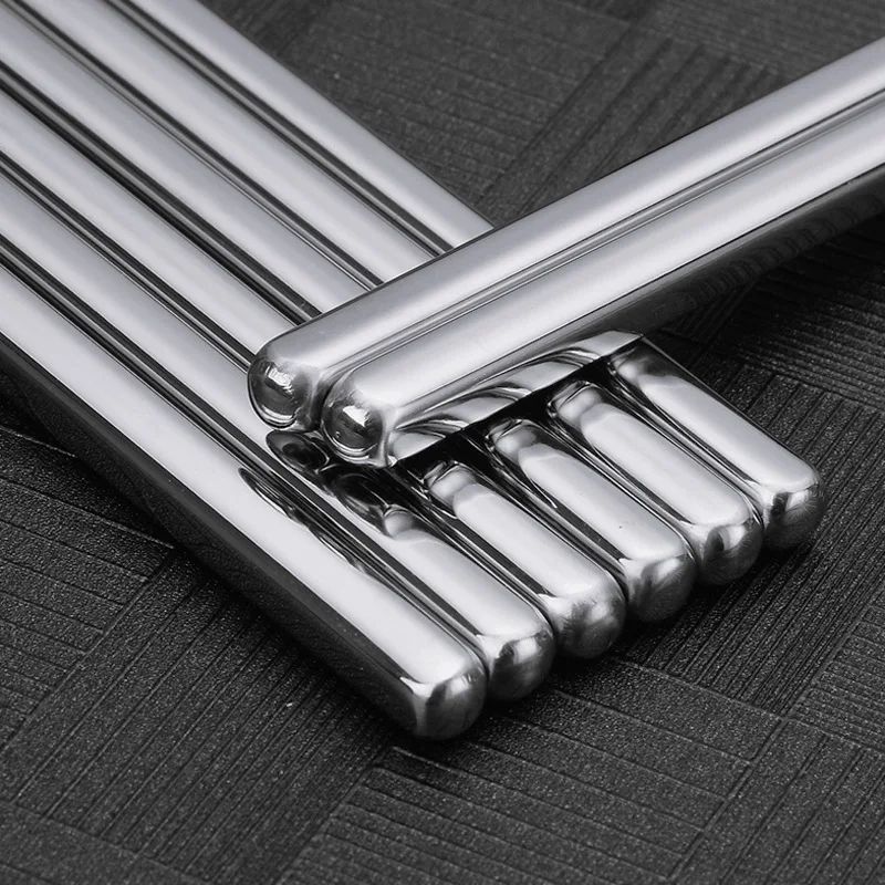 5 Pairs Reusable Stainless Steel Chopsticks | Non-Slip Dishwasher Safe Metal Chopsticks Set for Home Kitchen Dining