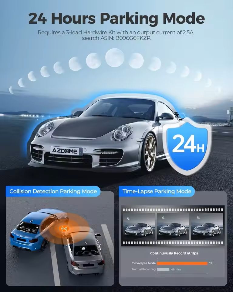 4K Front and Rear Dash Cam with GPS, WiFi, and IR Night Vision