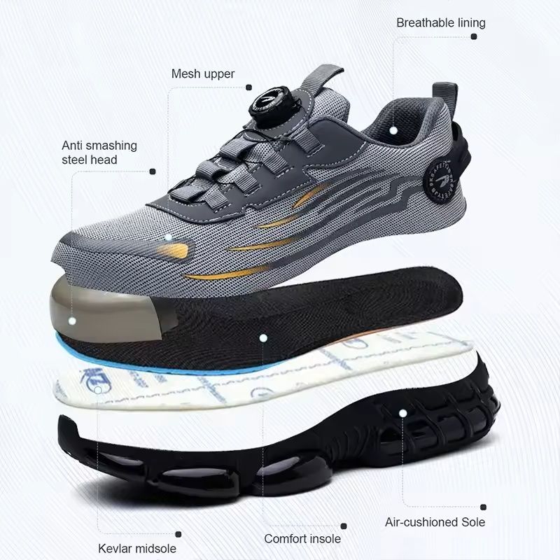 Men's Rotating Button Safety Shoes with Steel Toe Protection