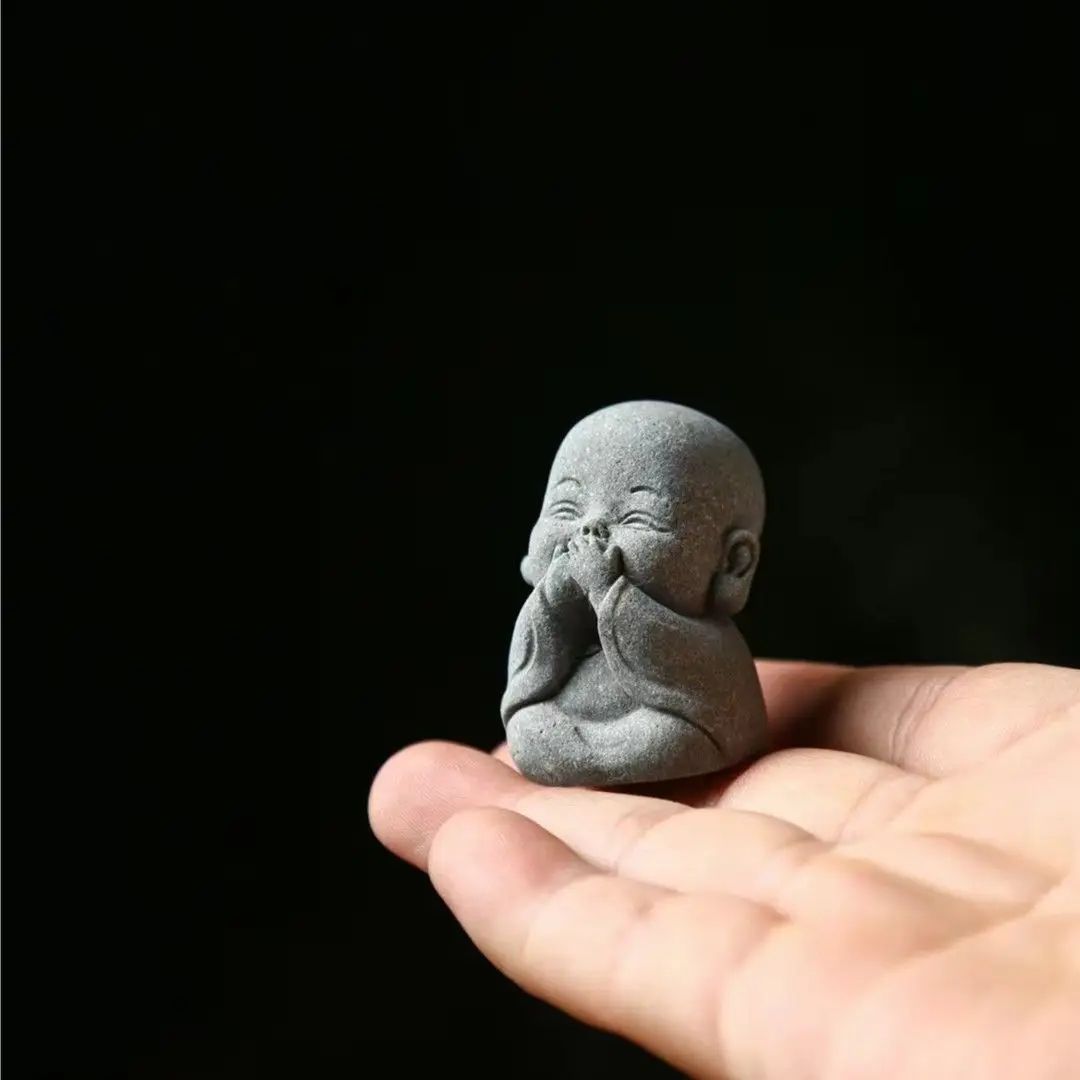 Cute Little Monk Stone Statues Set