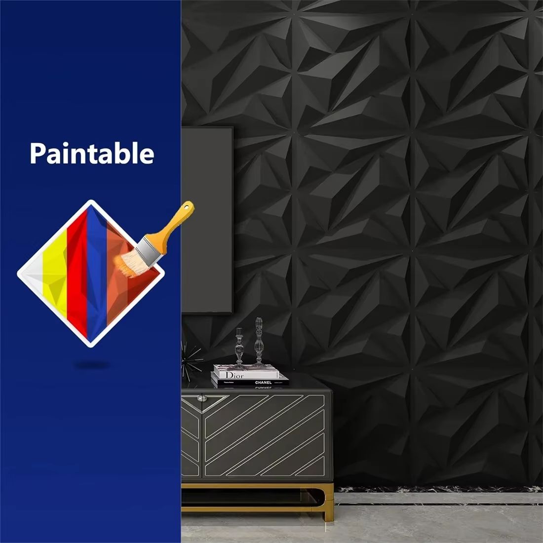 DiamondWave 30x30cm PVC 3D Diamond Textured Wall Panels 10 Pack