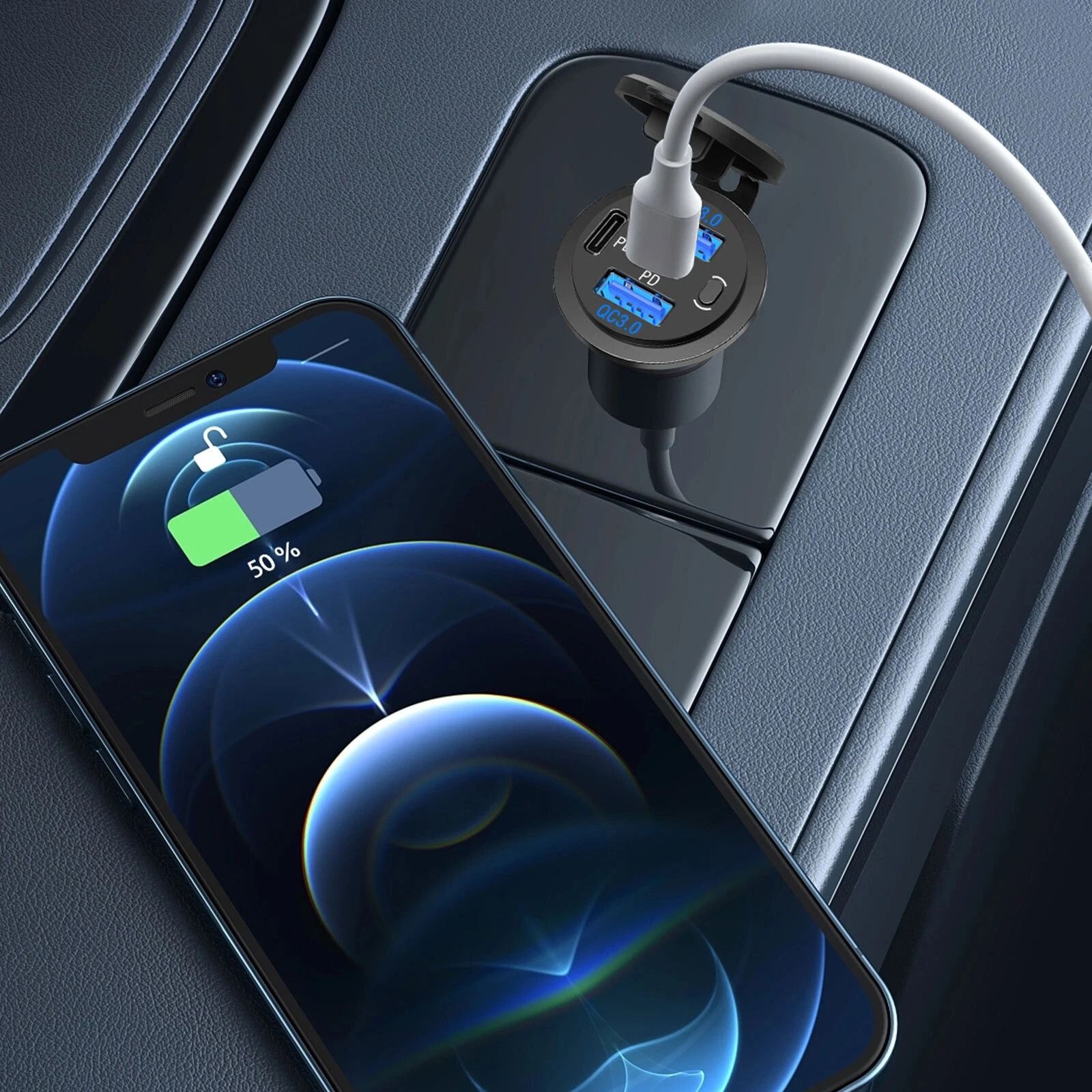 Dual USB Car Charger Socket - Fast Charging