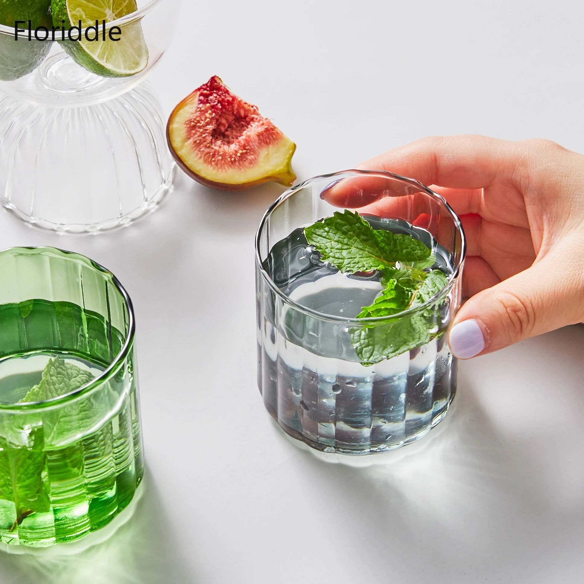 Heat Resistant Striped Glass Cup Clear Tea and Coffee Mug