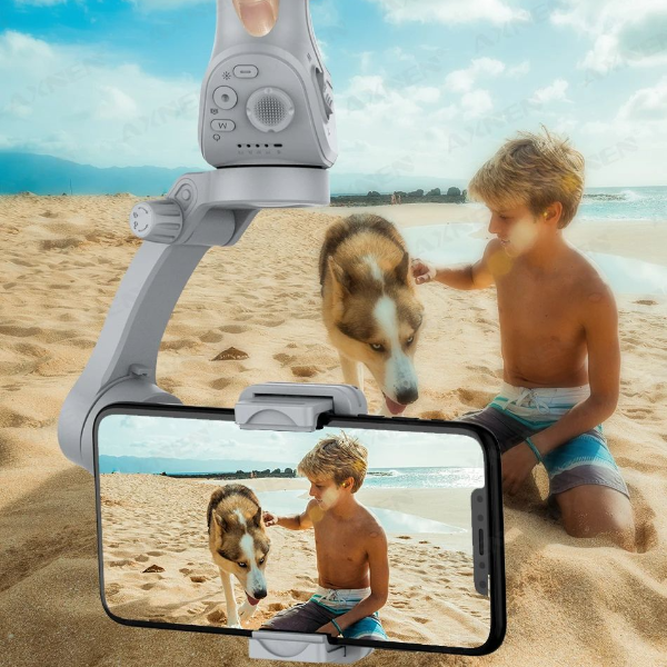 HQ6 3-Axis Foldable Phone Gimbal, Handheld Stabilizer with Fill Light, Object Tracking & Zoom for iPhone & Android