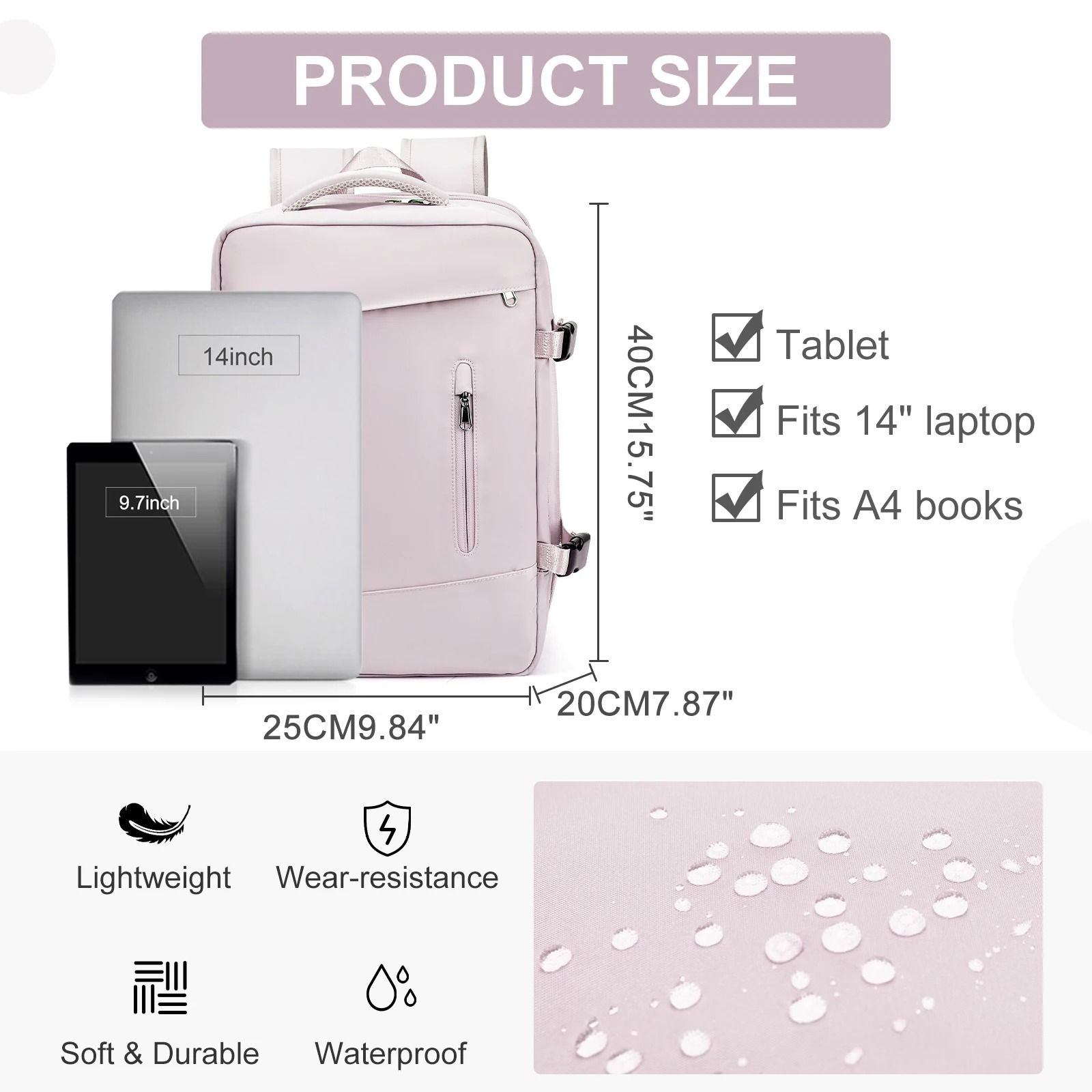 Women Backpack Travel Cabin Bag Carry On Laptop Suitcase for Airplane