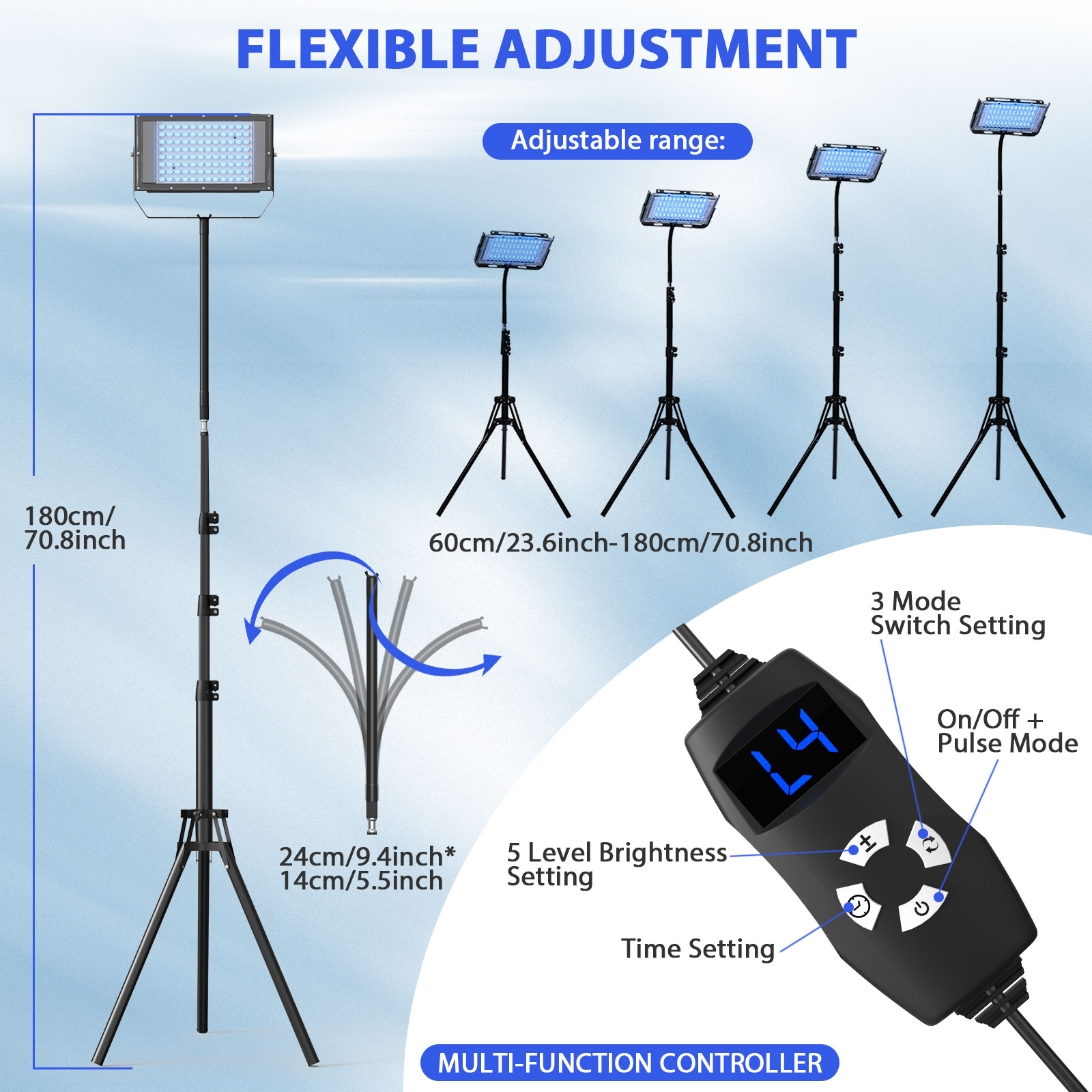 Ultraviolet Tanning Lamp with Adjustable Tripod,Safe Blue Light Skin Care & Tanning
