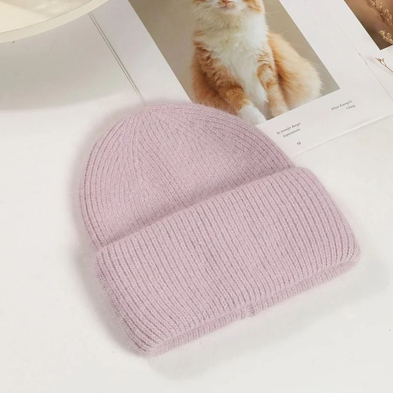Womens Premium Rabbit Fur Blend Thermal Beanie