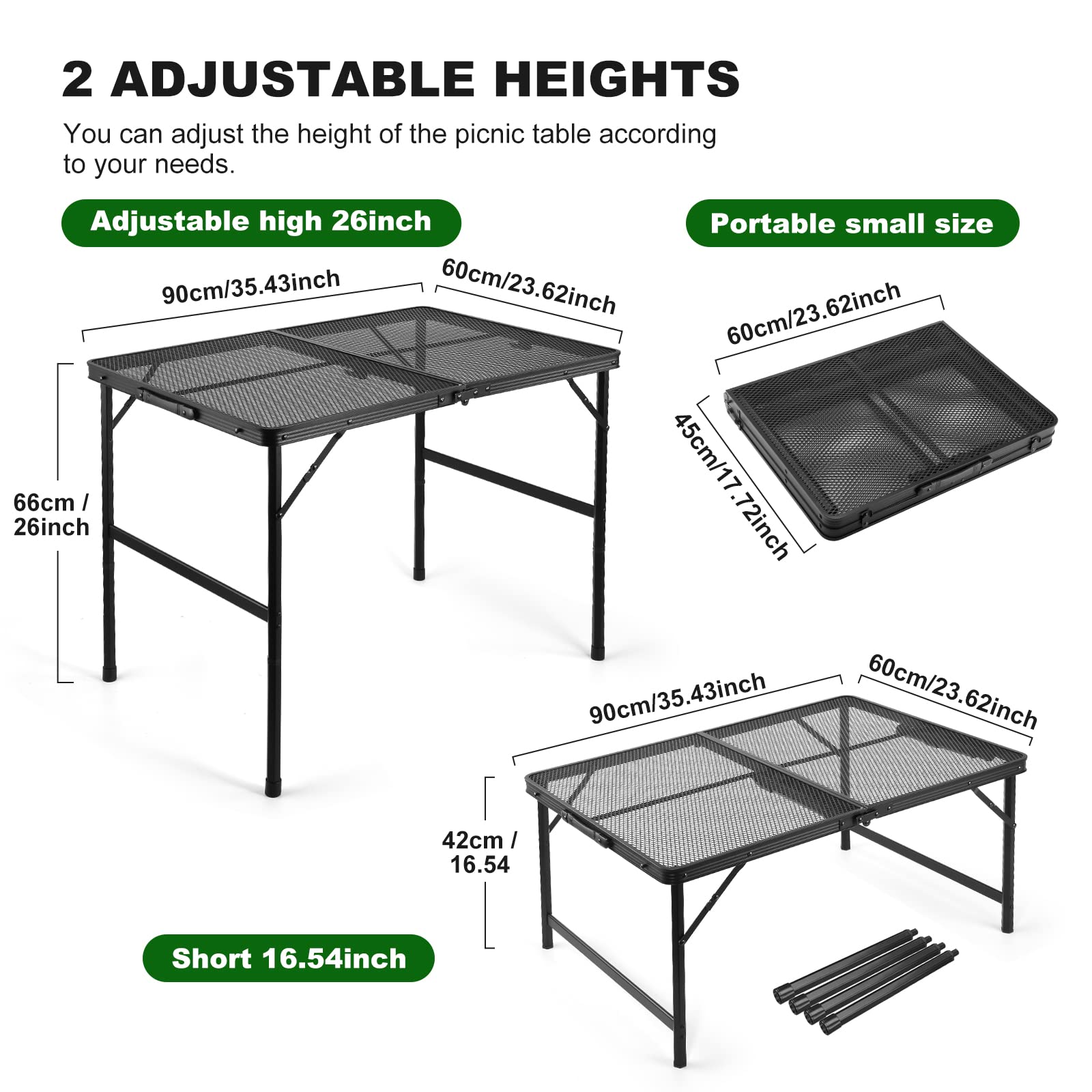 Aluminum Folding Grill Table For Outside, Lightweight Portable Metal Mesh BBQ Cooking Table, Ideal For Camping