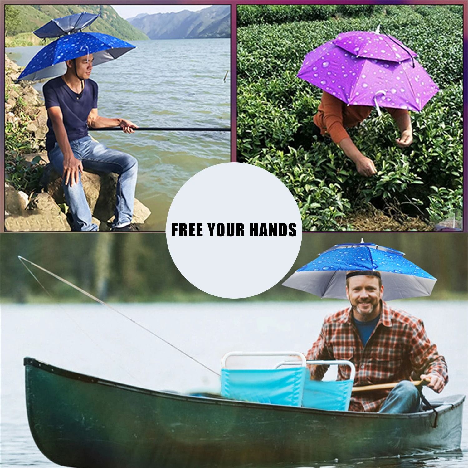 Rain Umbrella Hat Foldable UV Protection Cap