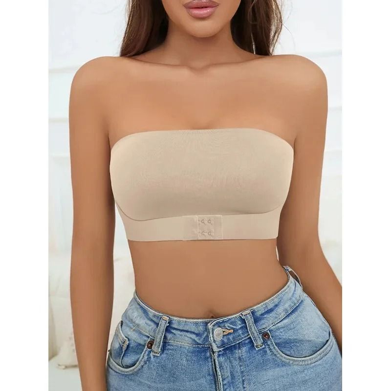 Strapless Seamless Bra with Front Button Closure for Comfortable Daily Wear