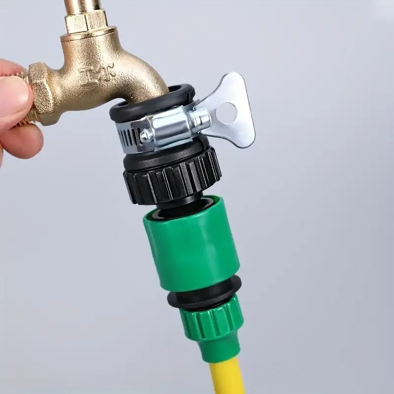 Universal High-Pressure Hose Connector with Built-in Water Filter - Fits EU/US Threads