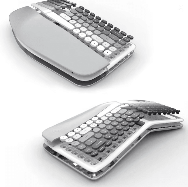 Jomaa Ergonomic Split Keyboard and Wireless Mouse Set with Wrist Rest